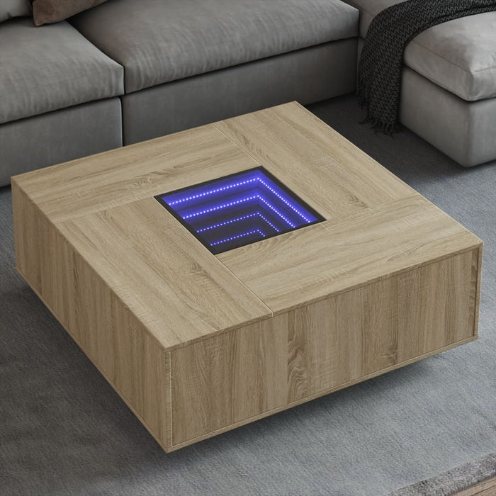 Măsuță de cafea cu LED infinity, stejar sonoma, 100x100x40 cm - WALTI WALTI