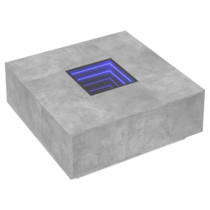 Măsuță de cafea cu LED infinity, gri beton, 100x100x40 cm - WALTI WALTI