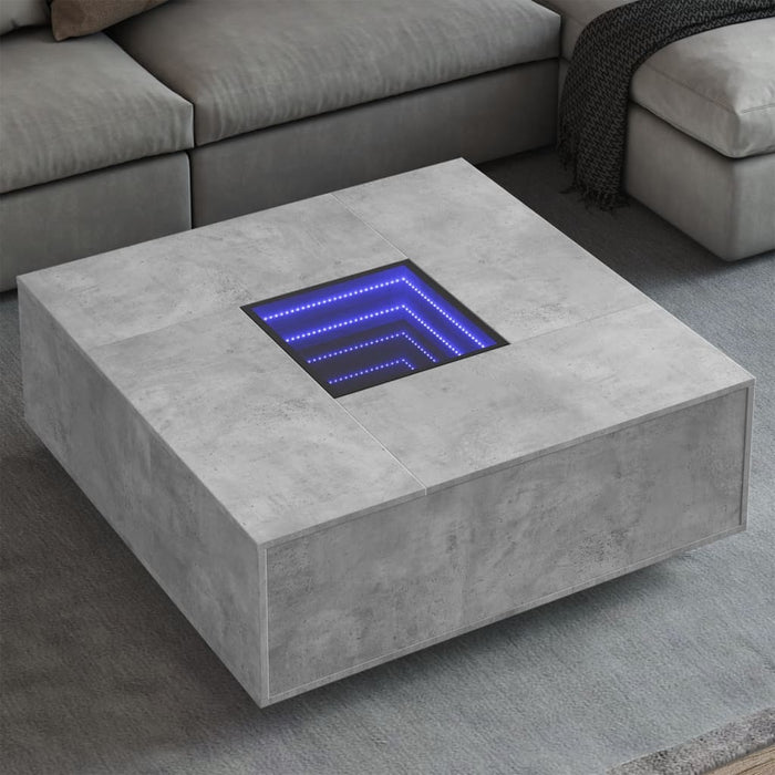 Măsuță de cafea cu LED infinity, gri beton, 100x100x40 cm - WALTI WALTI