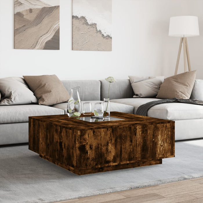Măsuță de cafea cu LED infinity, stejar fumuriu, 100x100x40 cm - WALTI WALTI