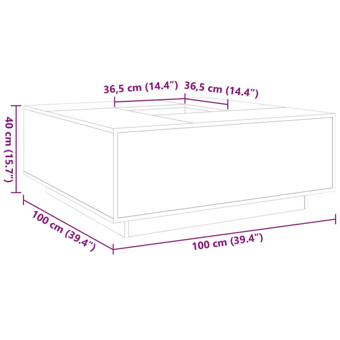 Măsuță de cafea gri beton 100x100x40 cm lemn prelucrat - WALTI WALTI