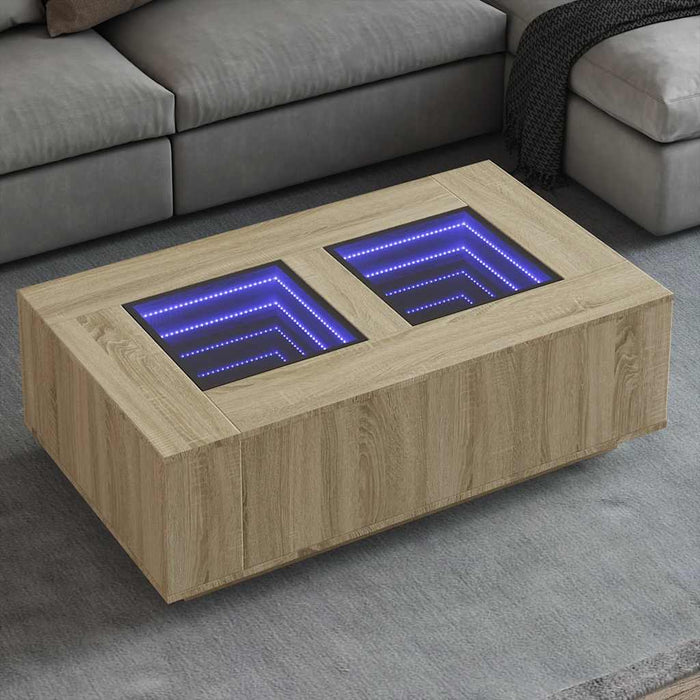 Măsuță de cafea cu LED infinity, stejar sonoma, 116x69x40 cm - WALTI WALTI