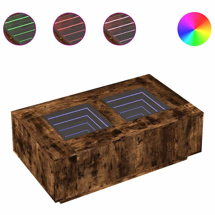 Măsuță de cafea cu LED infinity, stejar fumuriu, 116x69x40 cm - WALTI WALTI