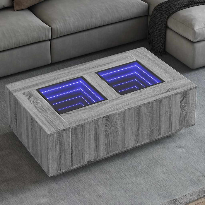 Măsuță de cafea cu LED infinity, gri sonoma, 116x69x40 cm - WALTI WALTI