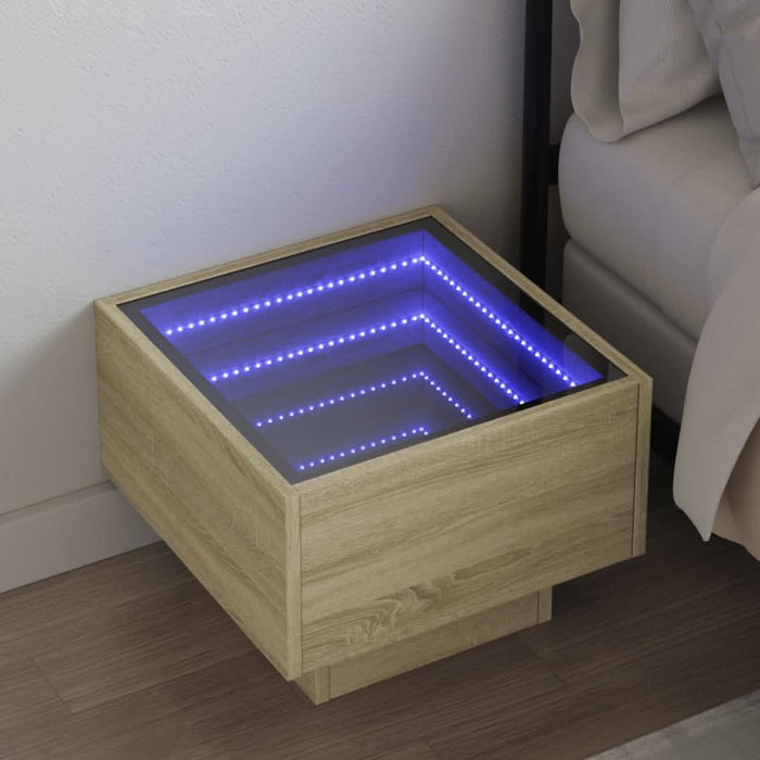 Noptieră cu LED infinity, stejar sonoma, 40x40x30 cm - WALTI WALTI
