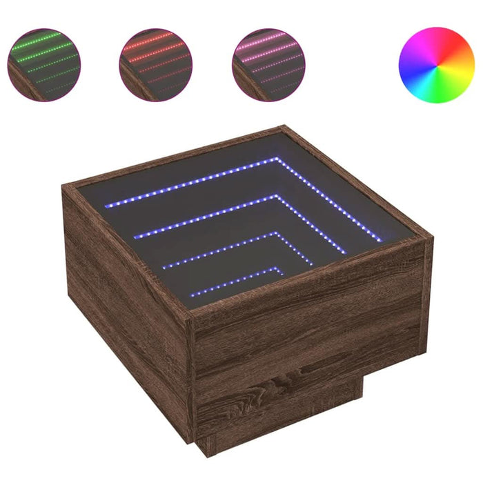 Noptieră cu LED infinity, stejar maro, 40x40x30 cm - WALTI WALTI