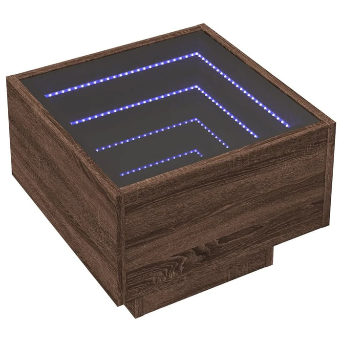 Noptieră cu LED infinity, stejar maro, 40x40x30 cm - WALTI WALTI