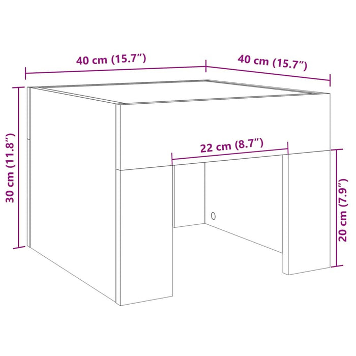 Noptieră cu LED infinity, stejar sonoma, 40x40x30 cm - WALTI WALTI