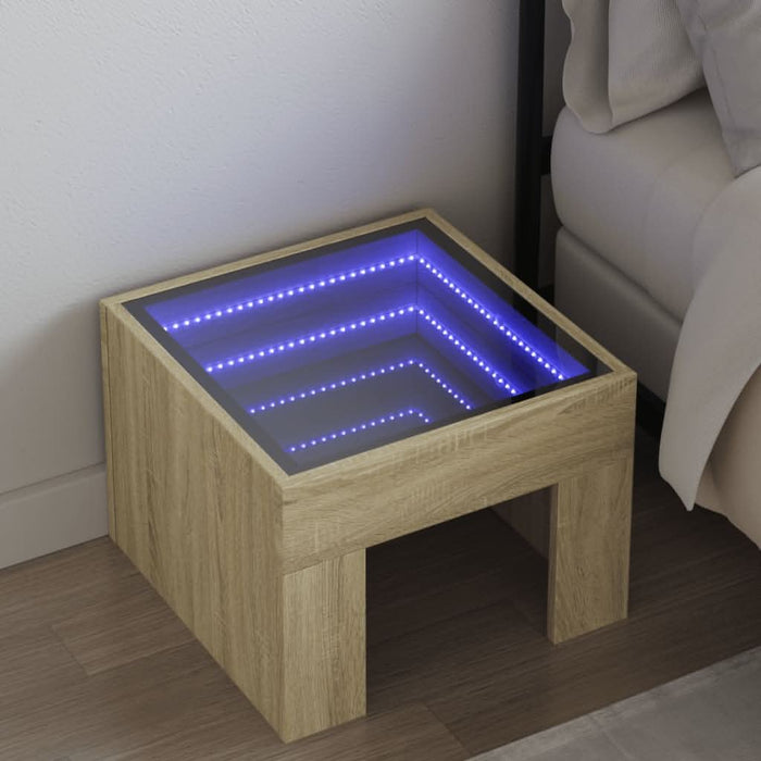 Noptieră cu LED infinity, stejar sonoma, 40x40x30 cm - WALTI WALTI