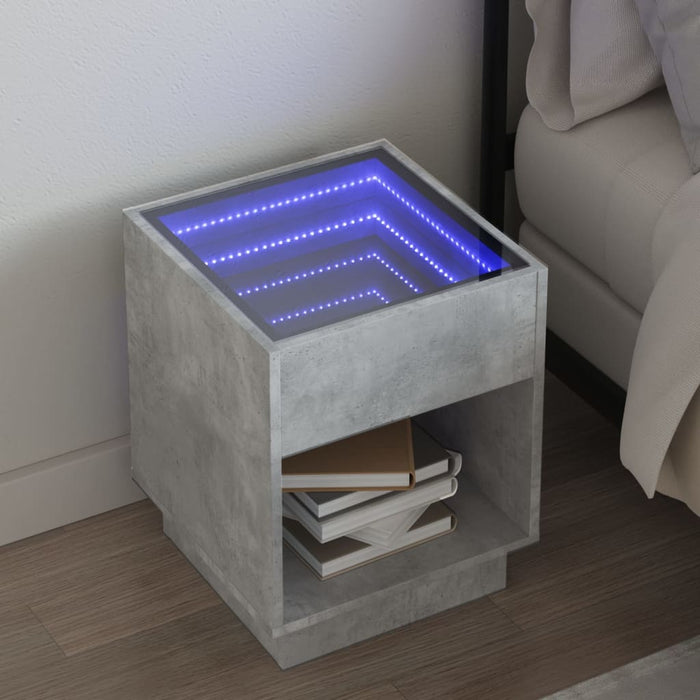 Noptieră cu LED infinity, gri beton, 40x40x50 cm - WALTI WALTI