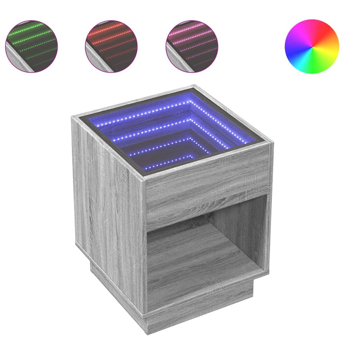 Noptieră cu LED infinity, gri sonoma, 40x40x50 cm - WALTI WALTI