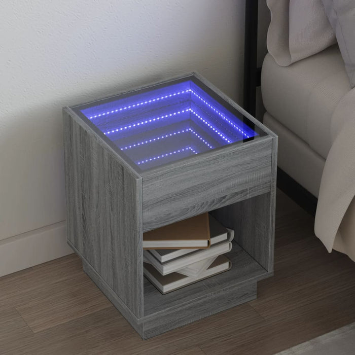 Noptieră cu LED infinity, gri sonoma, 40x40x50 cm - WALTI WALTI