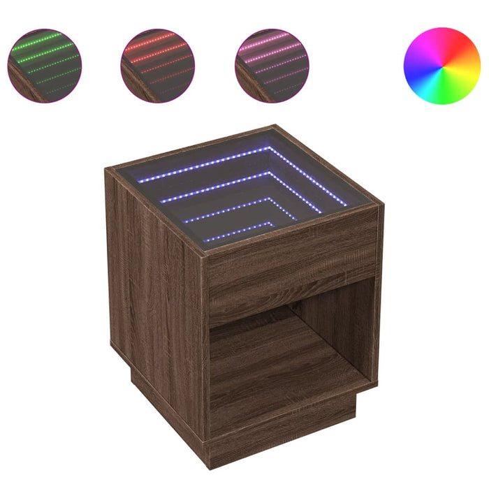 Noptieră cu LED infinity, stejar maro, 40x40x50 cm - WALTI WALTI
