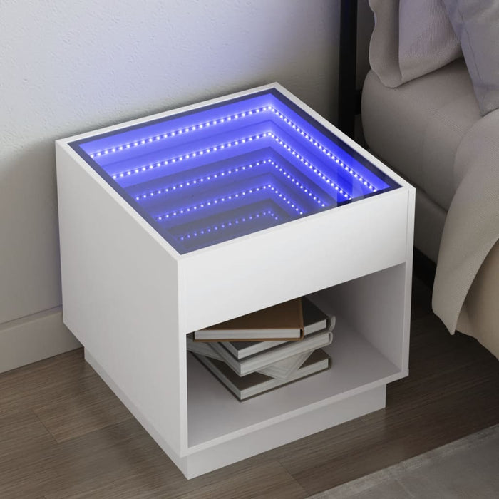 Noptieră cu LED infinity, alb, 50x50x50 cm - WALTI WALTI