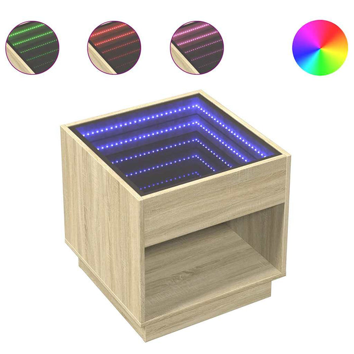 Noptieră cu LED infinity, stejar sonoma, 50x50x50 cm - WALTI WALTI