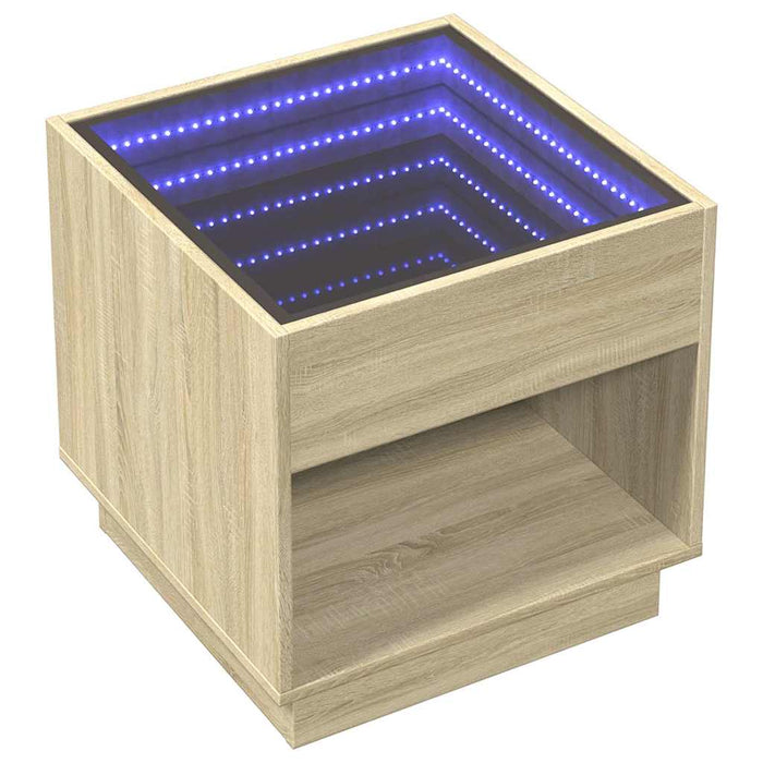 Noptieră cu LED infinity, stejar sonoma, 50x50x50 cm - WALTI WALTI
