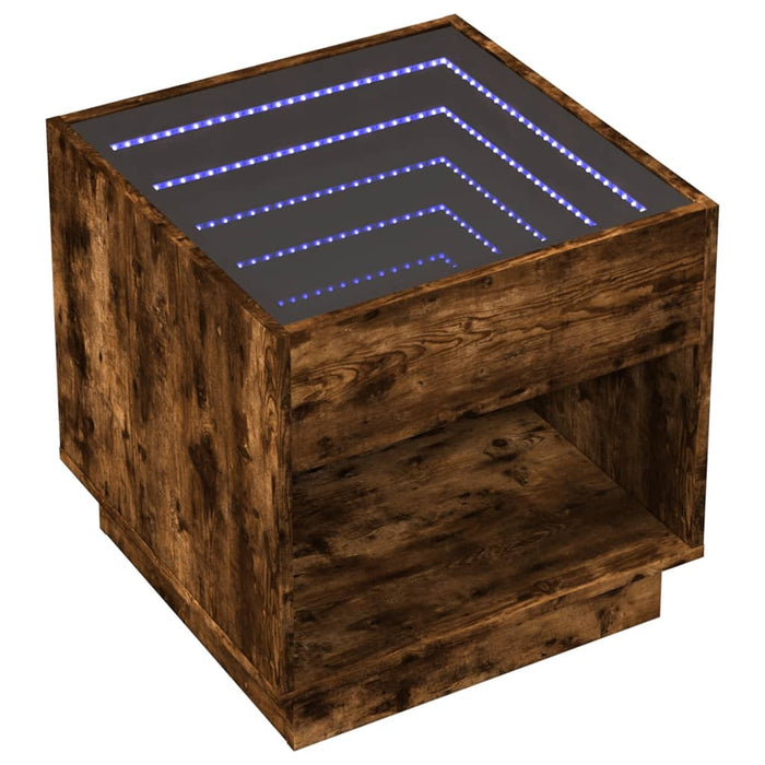 Noptieră cu LED infinity, stejar fumuriu, 50x50x50 cm - WALTI WALTI