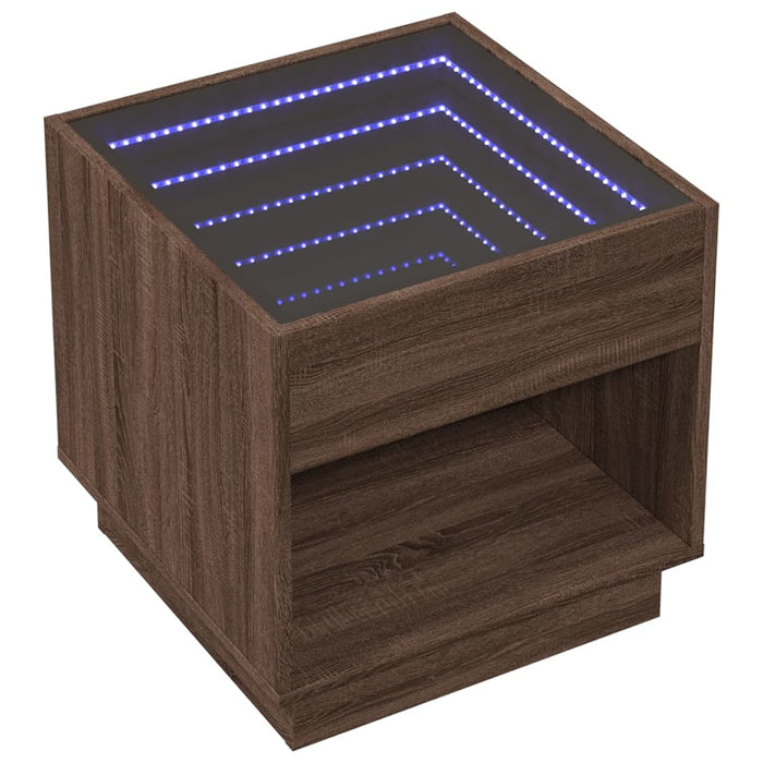 Noptieră cu LED infinity, stejar maro, 50x50x50 cm - WALTI WALTI