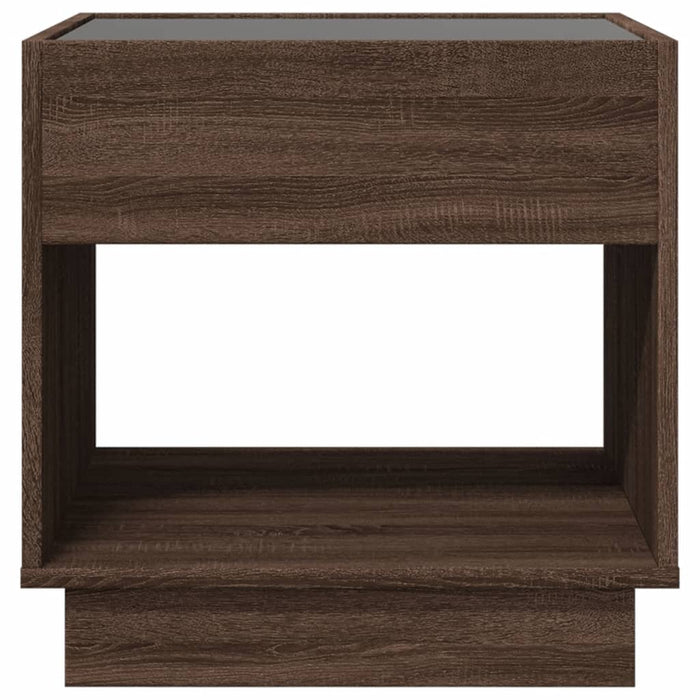 Noptieră cu LED infinity, stejar maro, 50x50x50 cm - WALTI WALTI
