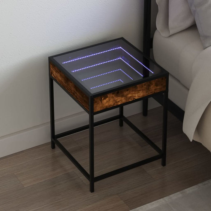 Noptieră cu LED infinity, stejar fumuriu, 40x40x51 cm - WALTI WALTI