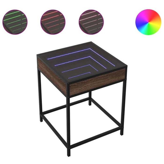 Noptieră cu LED infinity, stejar maro, 40x40x51 cm - WALTI WALTI