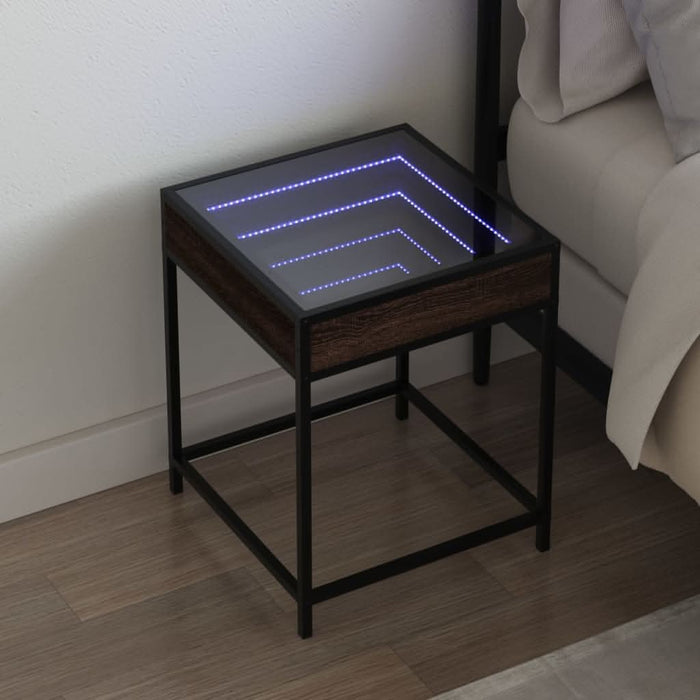 Noptieră cu LED infinity, stejar maro, 40x40x51 cm - WALTI WALTI