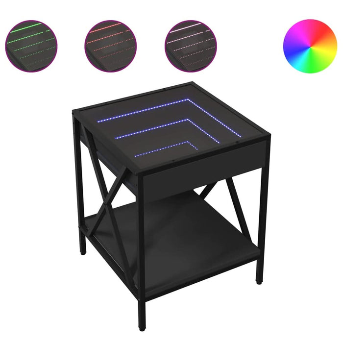 Noptieră cu LED infinity, negru, 40x40x49 cm - WALTI WALTI