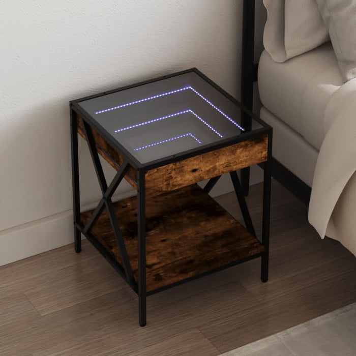 Noptieră cu LED infinity, stejar fumuriu, 40x40x49 cm - WALTI WALTI