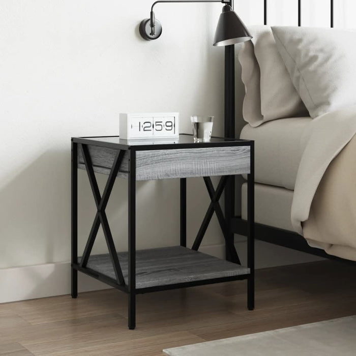 Noptieră cu LED infinity, gri sonoma, 40x40x49 cm - WALTI WALTI