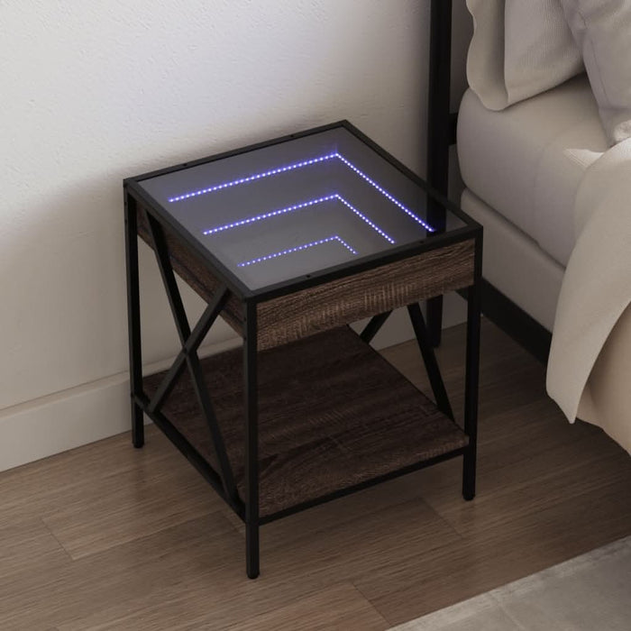 Noptieră cu LED infinity, stejar maro, 40x40x49 cm - WALTI WALTI
