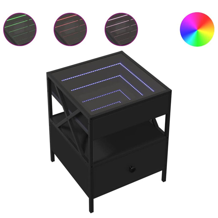 Noptieră cu LED infinity, negru, 40x40x51 cm - WALTI WALTI