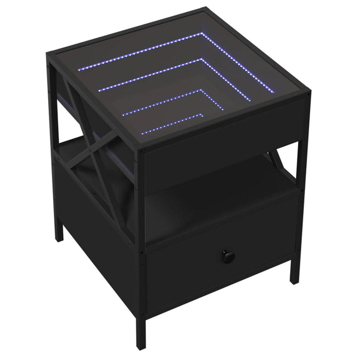 Noptieră cu LED infinity, negru, 40x40x51 cm - WALTI WALTI