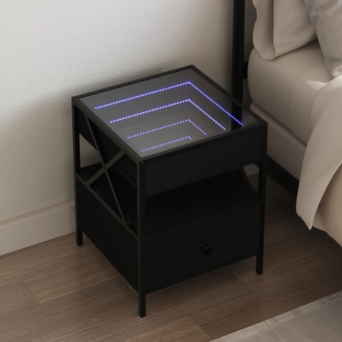 Noptieră cu LED infinity, negru, 40x40x51 cm - WALTI WALTI