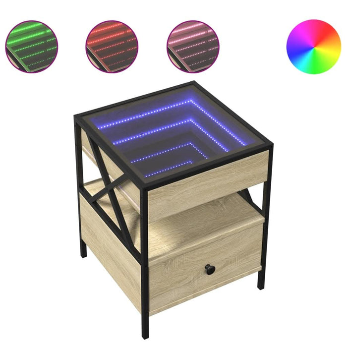 Noptieră cu LED infinity, stejar sonoma, 40x40x51 cm - WALTI WALTI