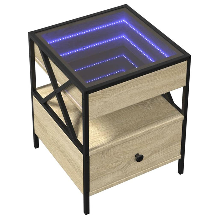 Noptieră cu LED infinity, stejar sonoma, 40x40x51 cm - WALTI WALTI