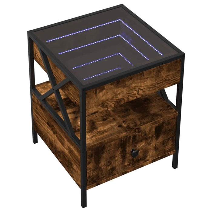 Noptieră cu LED infinity, stejar fumuriu, 40x40x51 cm - WALTI WALTI