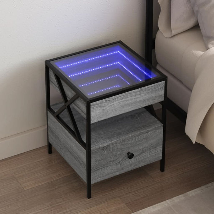 Noptieră cu LED infinity, gri sonoma, 40x40x51 cm - WALTI WALTI