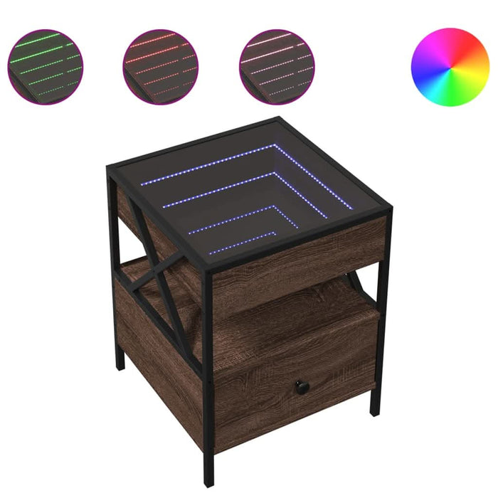 Noptieră cu LED infinity, stejar maro, 40x40x51 cm - WALTI WALTI