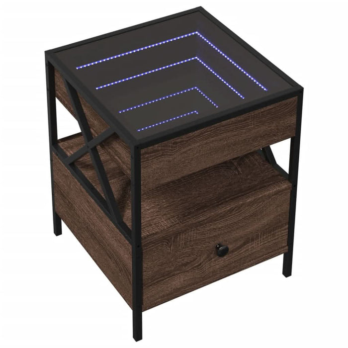 Noptieră cu LED infinity, stejar maro, 40x40x51 cm - WALTI WALTI