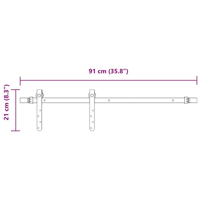 Set uși glisante pentru dulap 91 cm oțel carbon WALTI