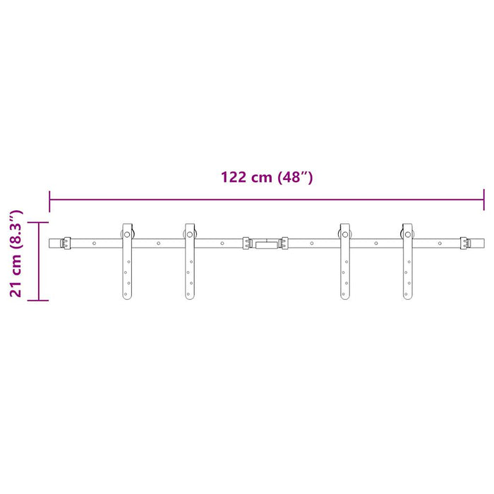Set uși glisante pentru dulap 122 cm oțel carbon - WALTI WALTI