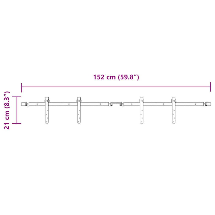 Set uși glisante pentru dulap 152 cm oțel carbon WALTI