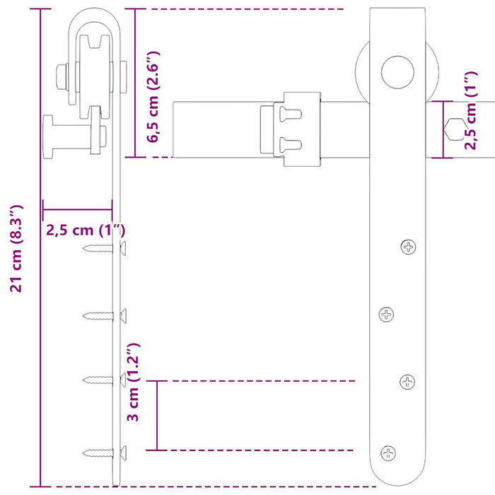 Set uși glisante pentru dulap 152 cm oțel carbon WALTI