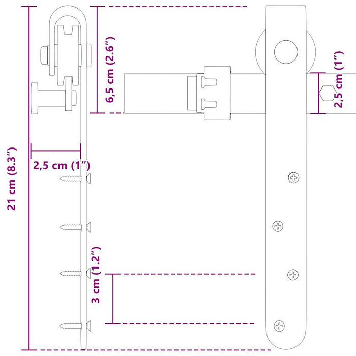 Set uși glisante pentru dulap 244 cm oțel carbon WALTI
