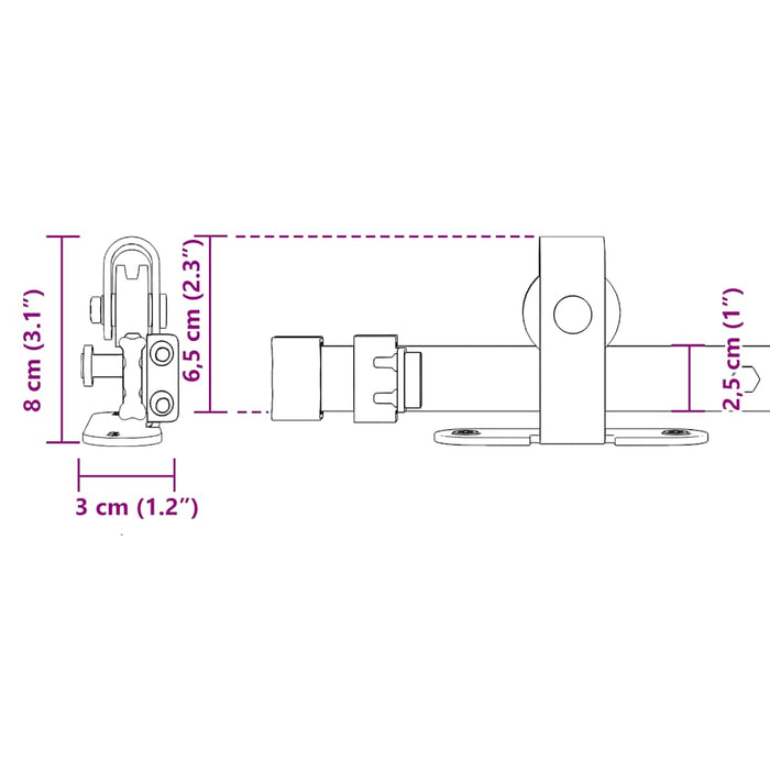 Set uși glisante pentru dulap 200 cm oțel carbon - WALTI WALTI