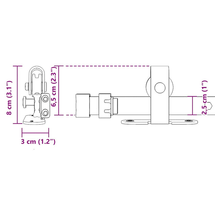 Set uși glisante pentru dulap 244 cm oțel carbon - WALTI WALTI
