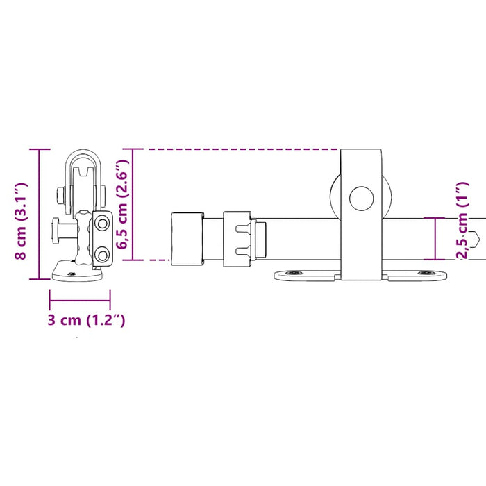 Set uși glisante pentru dulap 244 cm oțel carbon WALTI