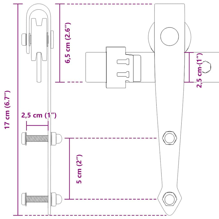 Set uși glisante pentru dulap 244 cm oțel carbon WALTI