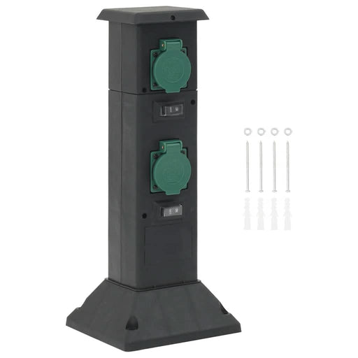 Coloană priză de exterior cu 4 căi, negru/verde, 16x16x39,5 cm - WALTI WALTI