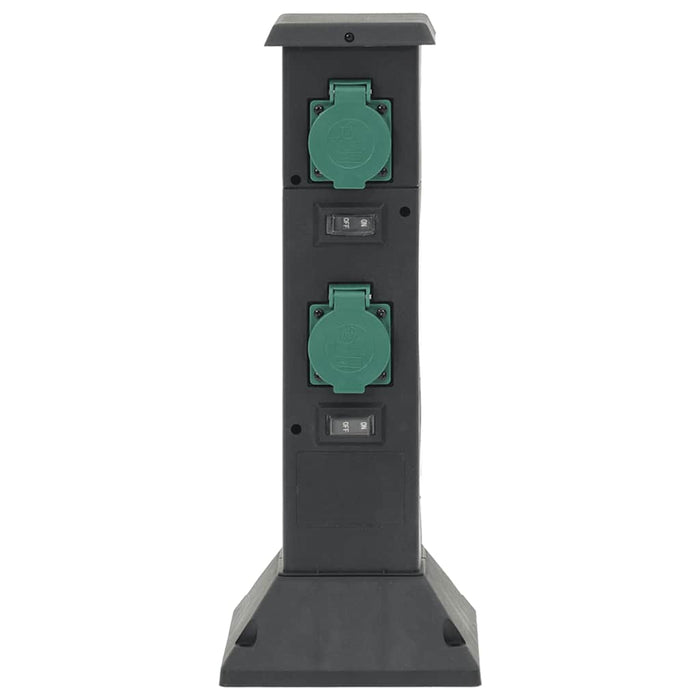 Coloană priză de exterior cu 4 căi, negru/verde, 16x16x39,5 cm - WALTI WALTI
